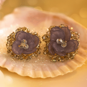 Grey Flower Studs